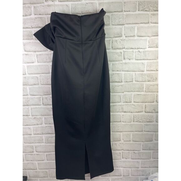Miss Ord Black Strapless Maxi Gown with Oversized Bow – Size M - Picture 2 of 9